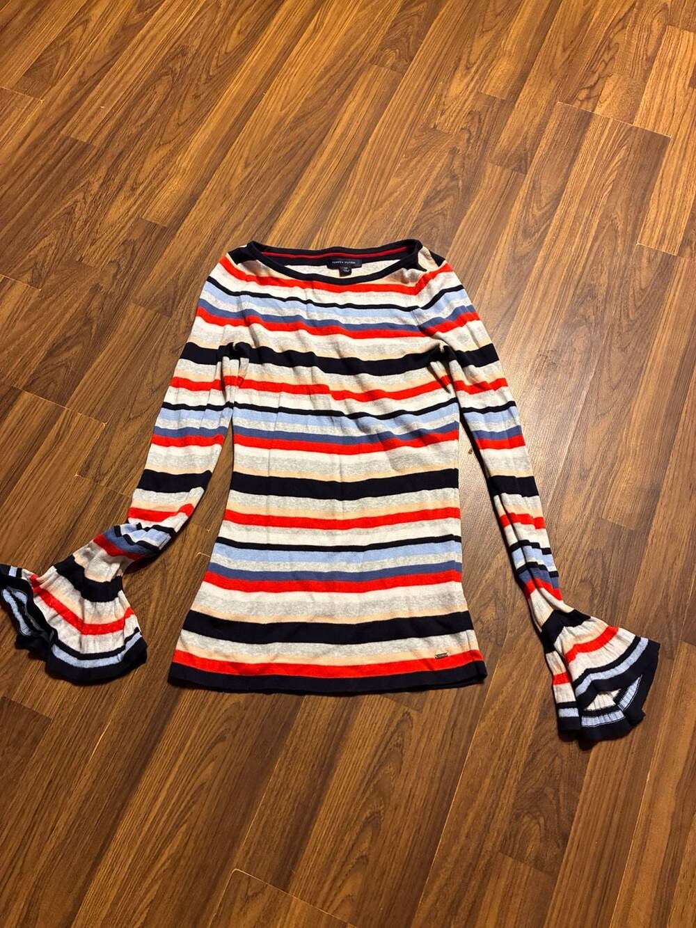 Tommy Hilfiger Striped Bell Sleeve Knit Top